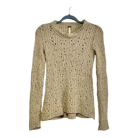 ✨ Free People Brown Soft Open Knit Wool Blend Sweater - Picture 3 of 6